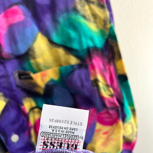 Vintage Guess by Marciano Bright Funky Patterned Button Up Shirt Mens Size M - Picture 5 of 8